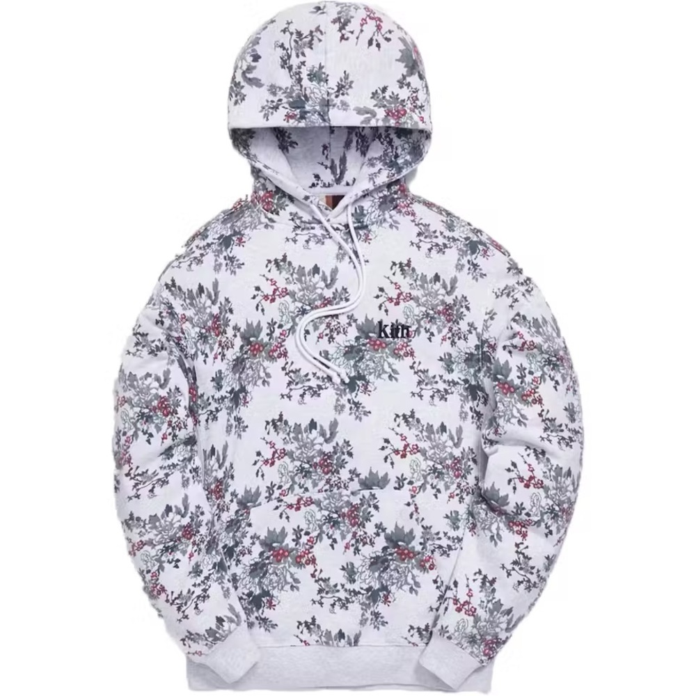 Kith Floral Hoodie and Sweatpant Light Heather Gray